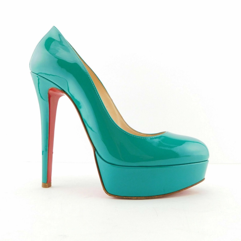 CHRISTIAN LOUBOUTIN  BIANCA Turquoise Platform Heels Pumps Shoes